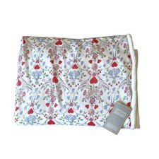 Lillian August Floral Hearts Birds Plush Reversible Gauze Blanket 50x70 NEW picture