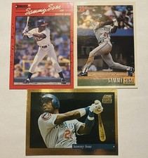 Sammy Sosa Lot: 1990 Donruss RC #489, 1994 Score Gold Rush Parallel, 1993 Bowman picture