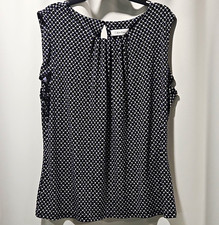 Calvin Klein Women's XL Sleeveless Geometric Blouse Black White Purple Button picture
