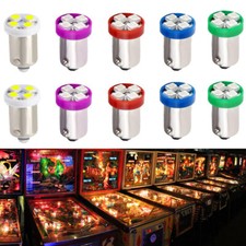 100X Pinball 6.3 Volt LED 5 Colors Replacement Bulbs #44 #47 Bayonet Base BA9S picture