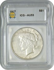 1927 P Peace Silver Dollar $1 ICG AU53 About Uncirculated picture