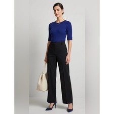 CARVEN Royal Blue Ribbed Knit Half-Sleeve Crewneck Sweater - Size S picture