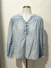 a.n.a. A New Approach Blue Striped Cotton Top Size Small picture