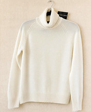 Jeanne Pierre Women's Knit Turtleneck Pullover Sweater w/ Ribbed Trim, White, M picture