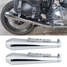 2x Chrome Exhaust Muffler Pipes Silencer Slip-On For Super Meteor 650 700 picture