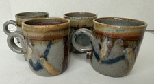 Set Vtg 1979s Jim Laeur Glazed Potter Mugs Pottery Mid Century Modern Boho Art picture