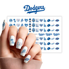 LA Dodgers Baseball Nail Decals Water Transfer Clear Overlay Nail Art  picture