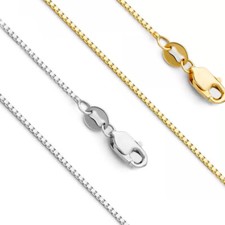 14k REAL Yellow Gold Solid Box Link Chain Necklace with Lobster Claw Clasp Gift picture