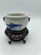 Antique Style Chinese Blue White Porcelain Censer Bowl picture
