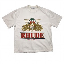 RHUDE Parakeet New Money Graphic T-Shirt Size M Cream White Crest Tee picture
