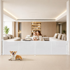 Miumoon 200in Reinforced Retractable Baby Gate 42in Tall, White w/  picture