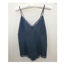 Vintage 1950s Black Lace Camisole Eve Stillman V neck Sheer Lingerie Top Small picture