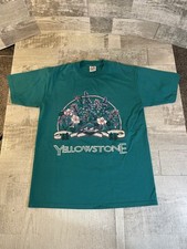 Vintage Yellowstone National Park Wildflowers Adult Medium Green T-Shirt Made US picture