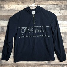 Original Penguin Windbreaker Pullover Mens Medium 1/4 Zip Hooded Spellout picture