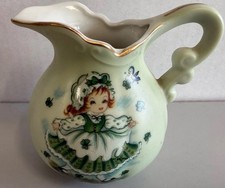 Vintage Lefton #8203 Irish Girl Shamrock Creamer Pitcher Japan St Patrick’s picture