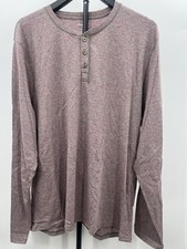 Abound Men's Henley Shirt Long Sleeve Heather Maroon Mauve XL picture