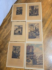 Antique Hand-Colored Etchings, signed and titled lot picture