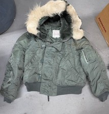 Vintage 1985 Alpha Industries N-2B Flight Jacket Parka Fur Hood Men’s Large picture