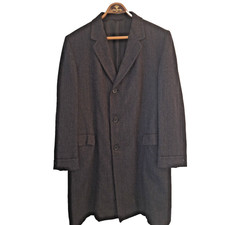 Vintage 1940-50s Michael Stern Men Charcoal Cheviot Wool Overcoat Cascade Est48R picture