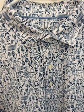 Johnnie-O Men's Large Tailgater Golf Polo Shirt Football Print Navy picture
