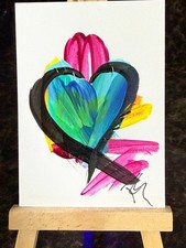 ACEO/ATC Original Acrylic Mini Heart Painting 