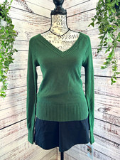 Mossimo Supply Co. Women’s S Green Solid Knit Double V-Neck Pullover Sweater NWT picture