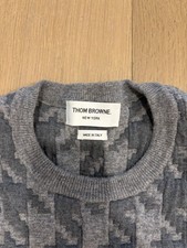 Men’s Thom Browne Gray Wool Houndstooth Sweater picture