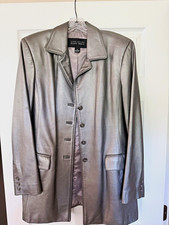 Vintage Linda Allard Ellen Tracy Silver Metallic Blazer Coat Size 14 Made in USA picture
