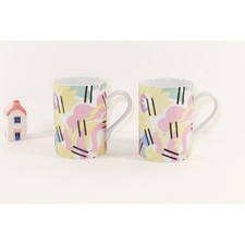 Grandmother Mugs by Swid Powell  Robert Venturi 1984 Vintage Pastel - Set of 2 picture