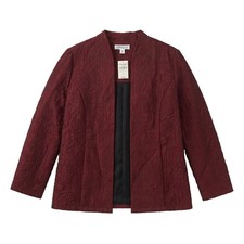 Coldwater Creek NWT Women’s Sz M Open Front Textured Crinkle Finish Red Jacket picture