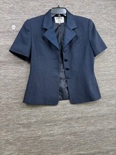Kasper for A.S.L. Short Sleeve Suit Blazer Jacket Womens Size 4P Navy Blue picture