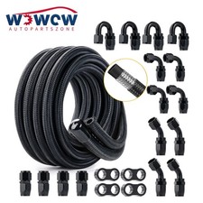 10/20FT 6AN 8AN 10AN 12AN CPE Braided Nylon Fuel Line Kit Fuel Hose End Fittings picture
