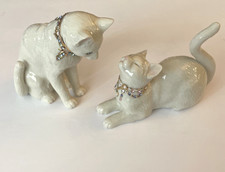 Lenox Awake to a Kiss White Cats with Jeweled Gold Collar Ex. Condition picture