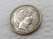 1903 O Barber Dime - AU Details - Old Cleaning - 90% Silver 10 Cent US Coin picture