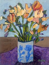 Flower Still Life Original Painting | 8x10  Canvas board  Art by Maria Avila picture