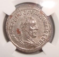 AD 249-251 Trajan Decius Ancient Roman Billon Silver Tetradrachm NGC Choice AU picture