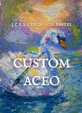 Custom ACEO Original Painting Commission, Oil Pastel, Pet Portrait Landscape Art picture