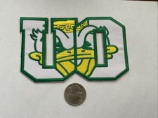 The University Of Oregon DUCKS  Vintage Embroidered Iron On Patch 4.75” X 3” picture