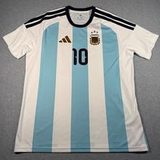 Adidas Argentina Messi 10 Jersey XL White Ice Blue World Cup AFA KT0387 New picture