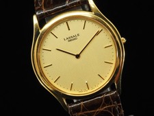 Vintage 1984 N MINT Seiko Lassale 2F50-0700 Gold Quartz 32mm Mens Watch JAPAN picture