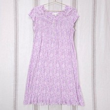 Eileen West Nightgown Womens Medium Purple Floral Modal Ruffle Hem Short Sleeve picture
