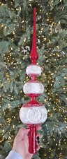 VTG Soffieria De Carlini Italy Glass Christmas Tree Topper Reflectors finial Red picture