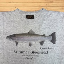 Vintage Eddie Bauer summer Steelhead Trout Fish Graphic T-Shirt USA 90s picture