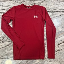 Under Armour HeatGear Compression Shirt Mens Medium Red Long Sleeve Thermal picture