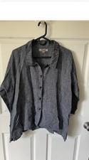 Flax Women’s Linen  Blue/White Pinstripe Top Size Medium Oversized picture