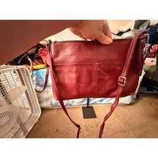 Fossil Dawson Burgundy Pebbled Leather Crossbody Bag Purse Adjustable Strap picture