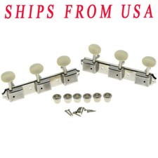 KAISH Vintage 3x3 Guitar Tuning Keys 3 on a Plate Tuners Nickel w/ Aged White picture