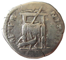 SILVER DENARIUS. DIVA FAUSTINA I, AFTER 141 AD. THRONE AND PEACOCK REVERSE. picture