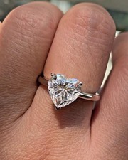 Solitaire 5.00 Ct Heart Cut Off White Lab Grown Diamond Ring 925 Sterling Silver picture