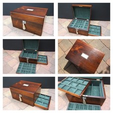 19c ANTIQUE JEWELLERY BOX  VANITY BOX -RING- NECKLACE-WATCH, BROOCH- BRACELET picture